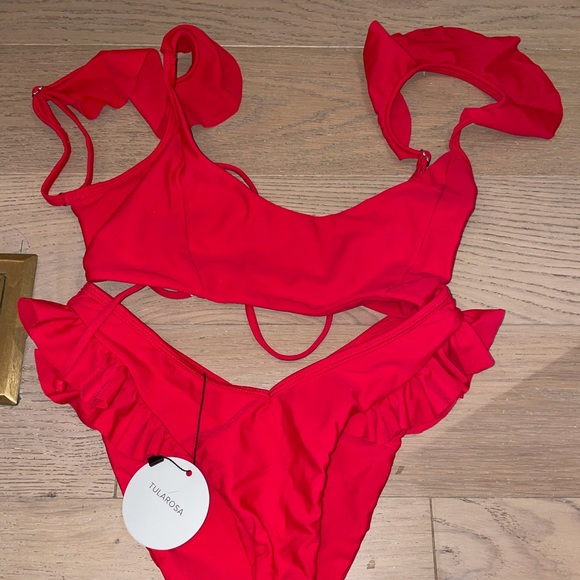 Tularosa Swim Red Tularosa Raea Bikini Top Bali Bikini Bottoms